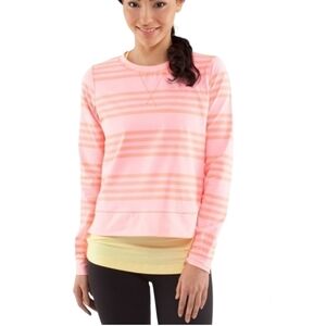 Lululemon Run Warm Up Crew Ocean Stripe Bleached Coral / Pop Orange